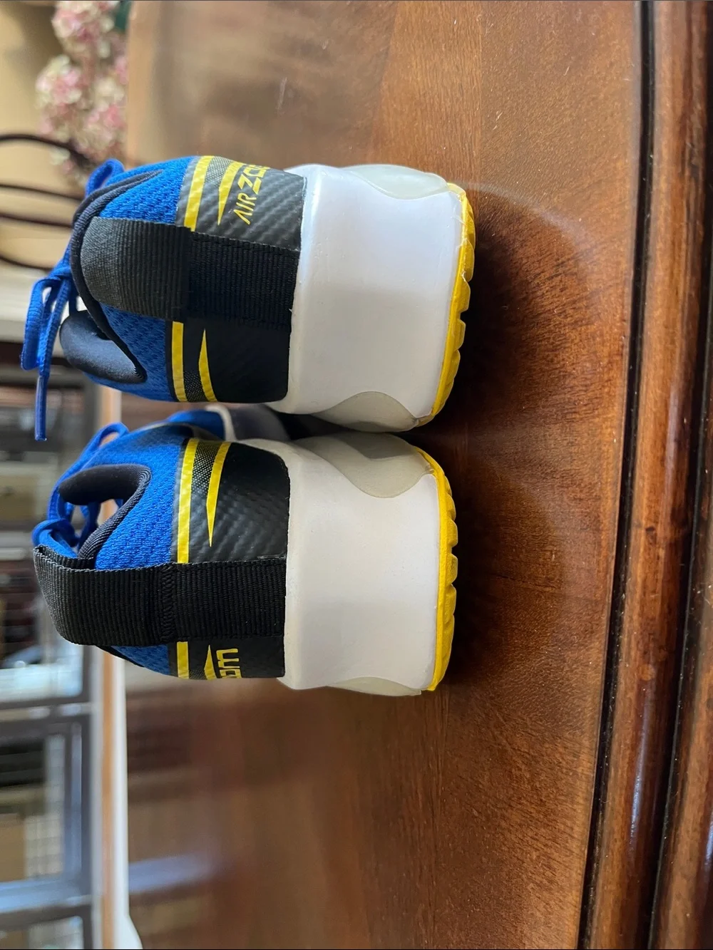 Nike Air Zoom Royal Blue Athletic Sneakers with Yellow Details